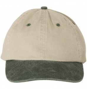 Baseball Caps Pigment Dyed Cotton Twill Cap - Beige/Dark Green - CK185R4EKZ2