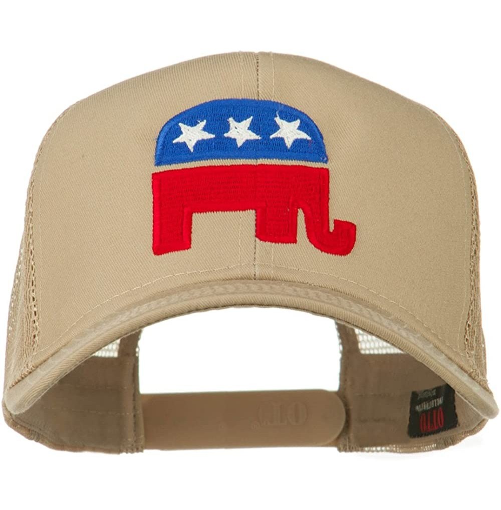 Baseball Caps Republican Elephant USA Embroidered Mesh Back Cap - Khaki - C011ND59JBH