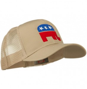 Baseball Caps Republican Elephant USA Embroidered Mesh Back Cap - Khaki - C011ND59JBH