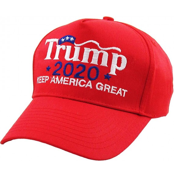 Baseball Caps Make America Great Again Our President Donald Trump Slogan with USA Flag Cap Adjustable Baseball Hat Red - C218...