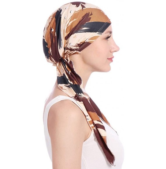 Skullies & Beanies Women Pre-Tied Head Scarves Floral Muslim Cap Turban Hat Bandana Headwrap - Style-7 - CK18SS2ZET4