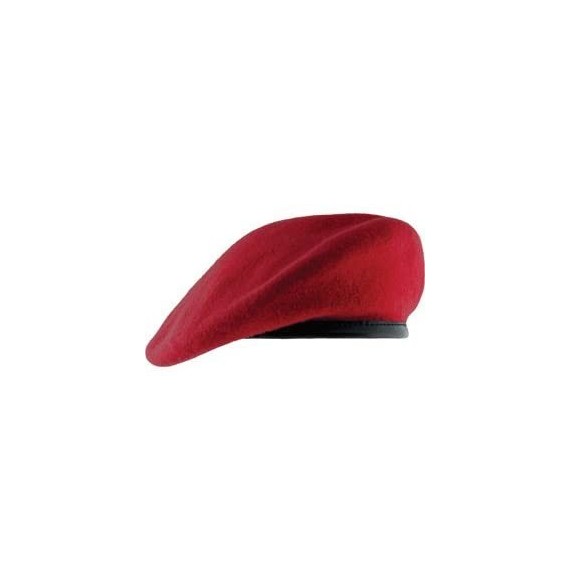 Berets Unlined Beret with Leather Sweatband (7 1/2- Scarlet) - CM11WV00PBD
