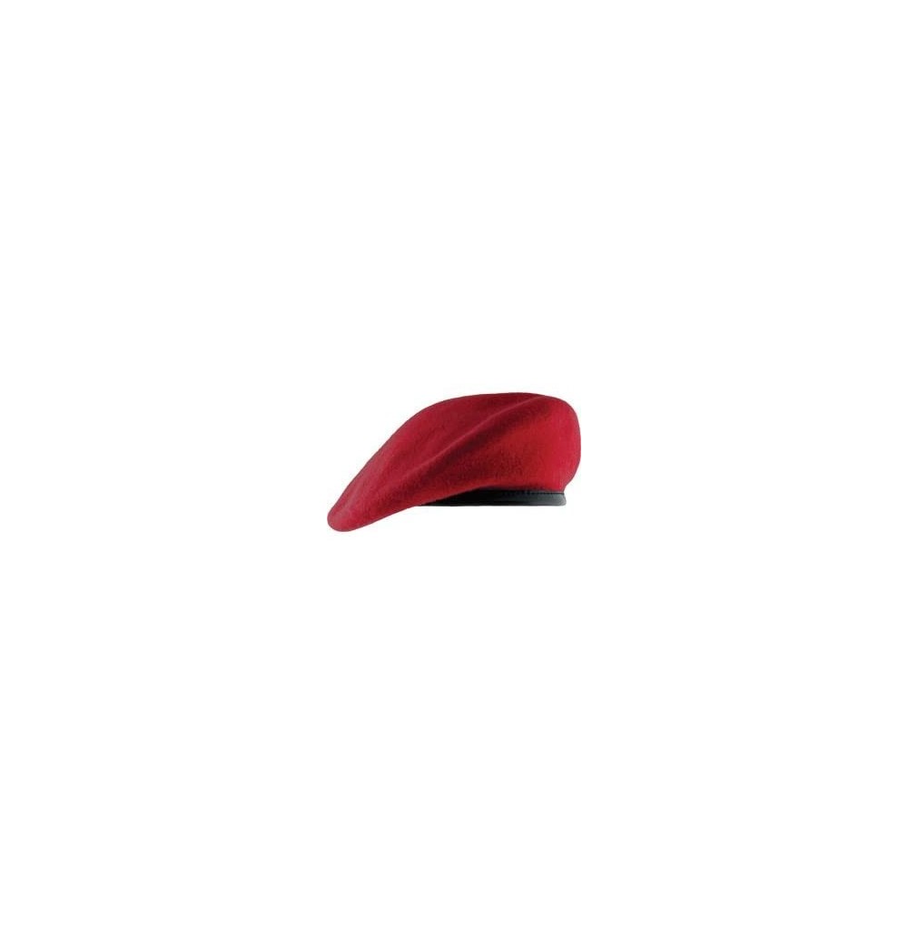 Berets Unlined Beret with Leather Sweatband (7 1/2- Scarlet) - CM11WV00PBD