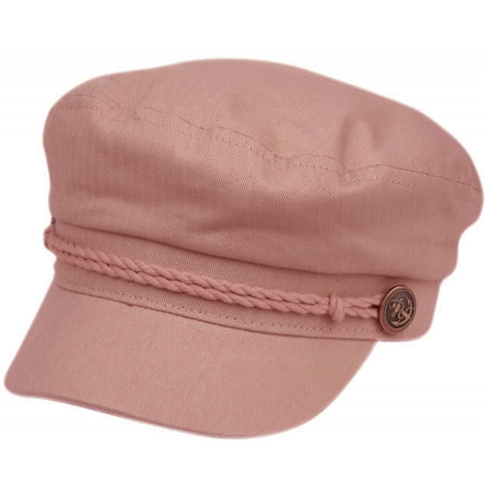 Newsboy Caps Men's Summer Cotton Greek Fisherman Sailor Fiddler Driver Hat Flat Cap - Indi Pink - CK18T9KN6SQ