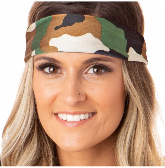 Headbands Adjustable & Stretchy Wide Printed Xflex Headbands for Women Girls & Teens (Xflex Classic Green Camo 1pk) - CA18K5A...