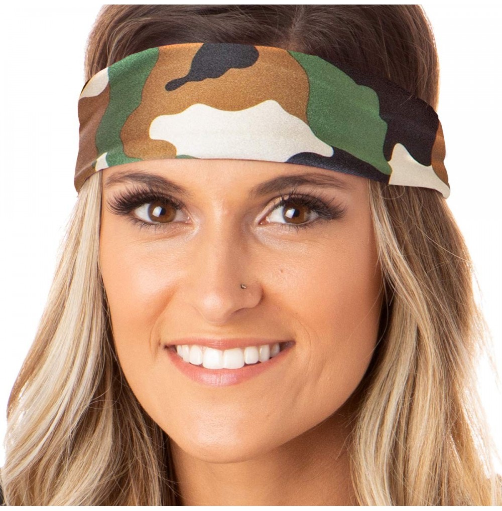 Headbands Adjustable & Stretchy Wide Printed Xflex Headbands for Women Girls & Teens (Xflex Classic Green Camo 1pk) - CA18K5A...
