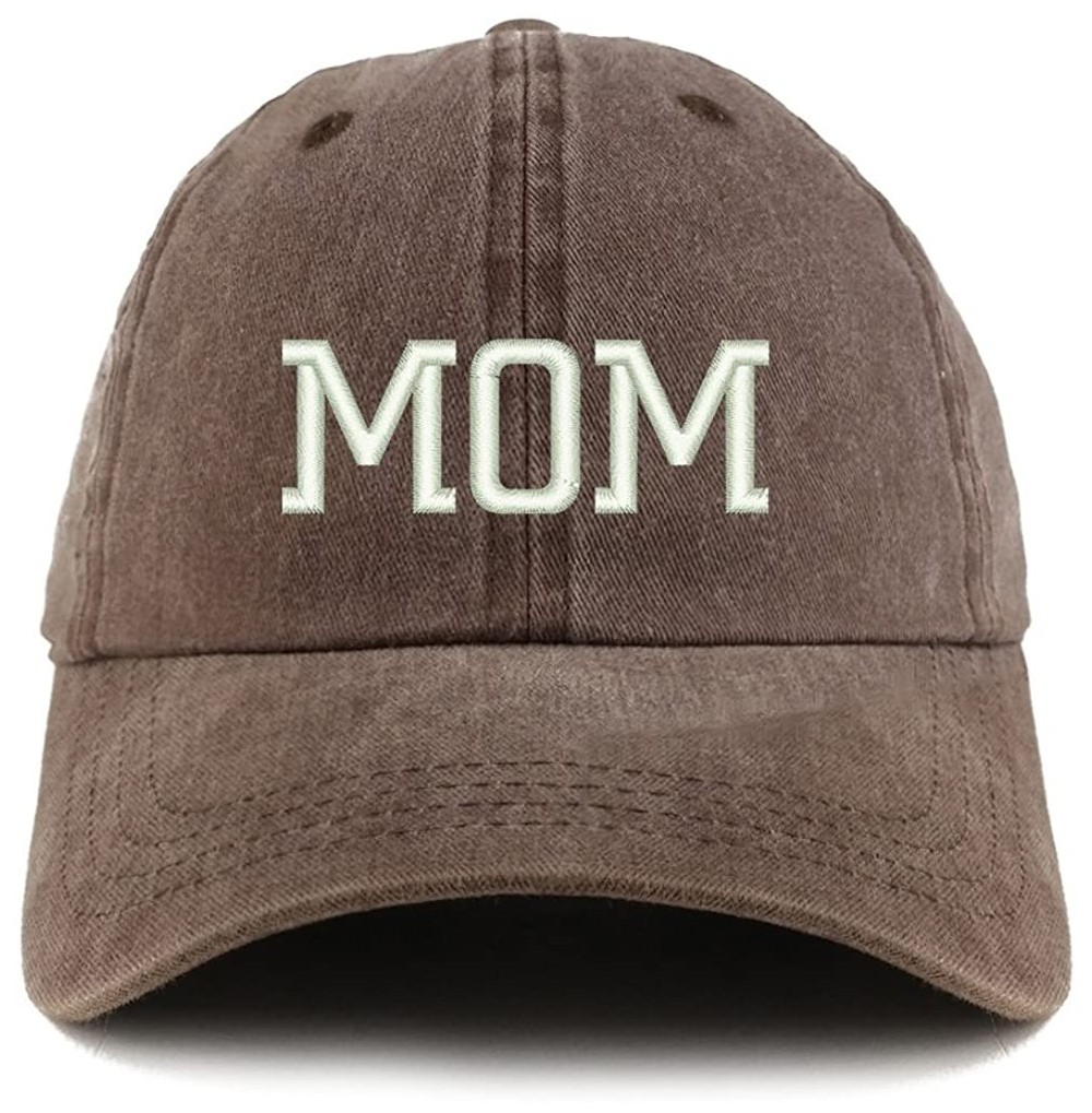 Baseball Caps Mom Embroidered Pigment Dyed Unstructured Cap - Brown - CW18D4GS308