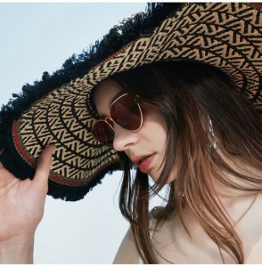 Sun Hats Women's Wide Brim Straw Hat Bohemia Style Beach Vacation Sun hat - CM18DZON7N6