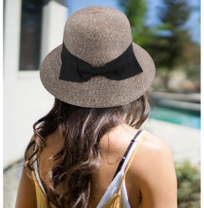 Sun Hats Women's Classic Summer Beach Sun Straw Bucket Hat with Bow - Mix Olive Beige - CW18EMT49SH
