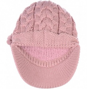 Skullies & Beanies Womens Winter Visor Cap Beanie Hat Wool Blend Lined Crochet Decoration - Pale Pink - CQ18WGRDELK