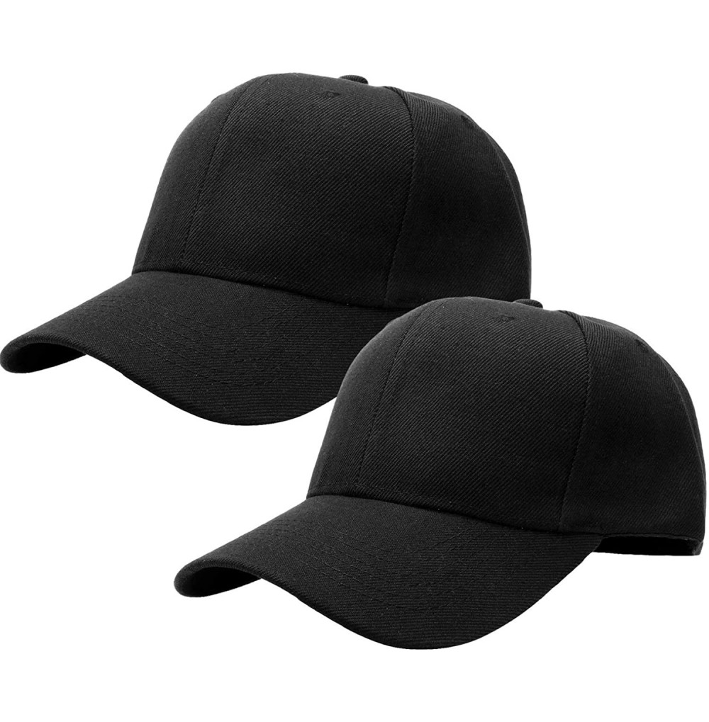Baseball Caps 2pcs Baseball Cap for Men Women Adjustable Size Perfect for Outdoor Activities - Black/Black - CO195CZ99HY