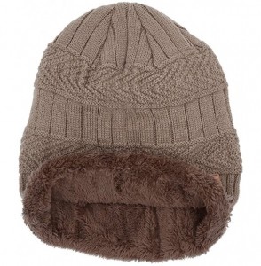 Skullies & Beanies Women's Beanie Hat Scarf Set Knit Warm Thick Winter Snow Skull Caps - Khaki 1 - CW1857KA83Q