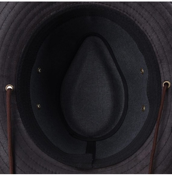 Cowboy Hats Indiana Jones Hat Weathered Faux Leather Outback Hat GN8749 - Black - CV184HR7G6W