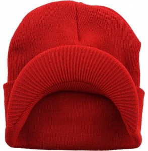 Skullies & Beanies Thick and Warm Mens Daily Cuffed Beanie OR Slouchy Made in USA for USA Knit HAT Cap Womens Kids - C919398TAU9