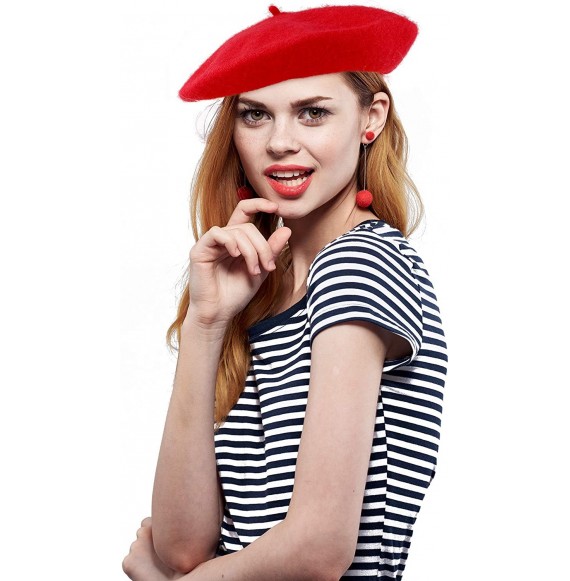 Berets Red French Style Beret - Women's Classic Beret Hat for Casual Use - 1 Piece - CB18R72WUYO