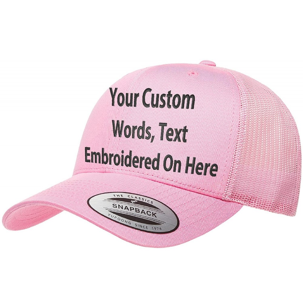 Baseball Caps Custom Trucker Hat Yupoong 6606 Embroidered Your Own Text Curved Bill Snapback - Pink - CO1875NZKXQ