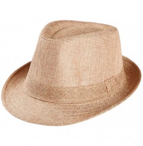Sun Hats 2019 Unisex Trilby Caps Gangster Cap Beach Sun Straw Hat Band Sunhat Solid Color Relaxed Adjustable - Khaki - CK18QM...