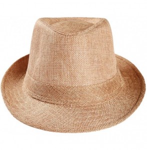 Sun Hats 2019 Unisex Trilby Caps Gangster Cap Beach Sun Straw Hat Band Sunhat Solid Color Relaxed Adjustable - Khaki - CK18QM...