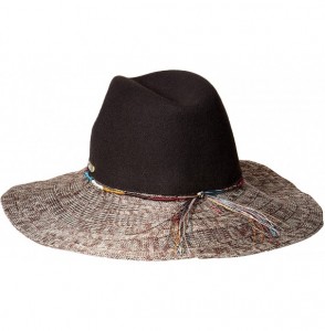 Fedoras Women's Pinched Wool Crown Fedora Hat with Knitted Brim and Cord - Brown - CC12ISXBIBH