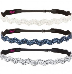 Headbands Adjustable NON SLIP Wave Bling Glitter Headbands for Girls Multi Pack (Silver/Navy/White) - CR11TOP024D