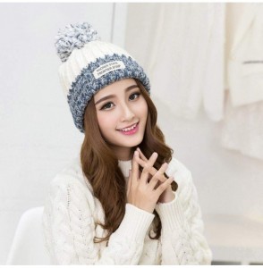 Cold Weather Headbands Winter Hats for Women Hairball Thick Hat Girls Caps Knitted Beanies Cap - White - CU18INTDZIH