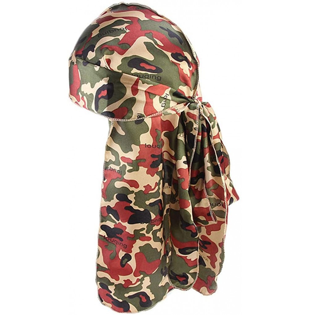 Skullies & Beanies Print Silky Durags Turban Silk Du Rag Waves Caps Headwear Do Doo Rag for Women Men - Tjm-05k-4 - CG197UYHNW4