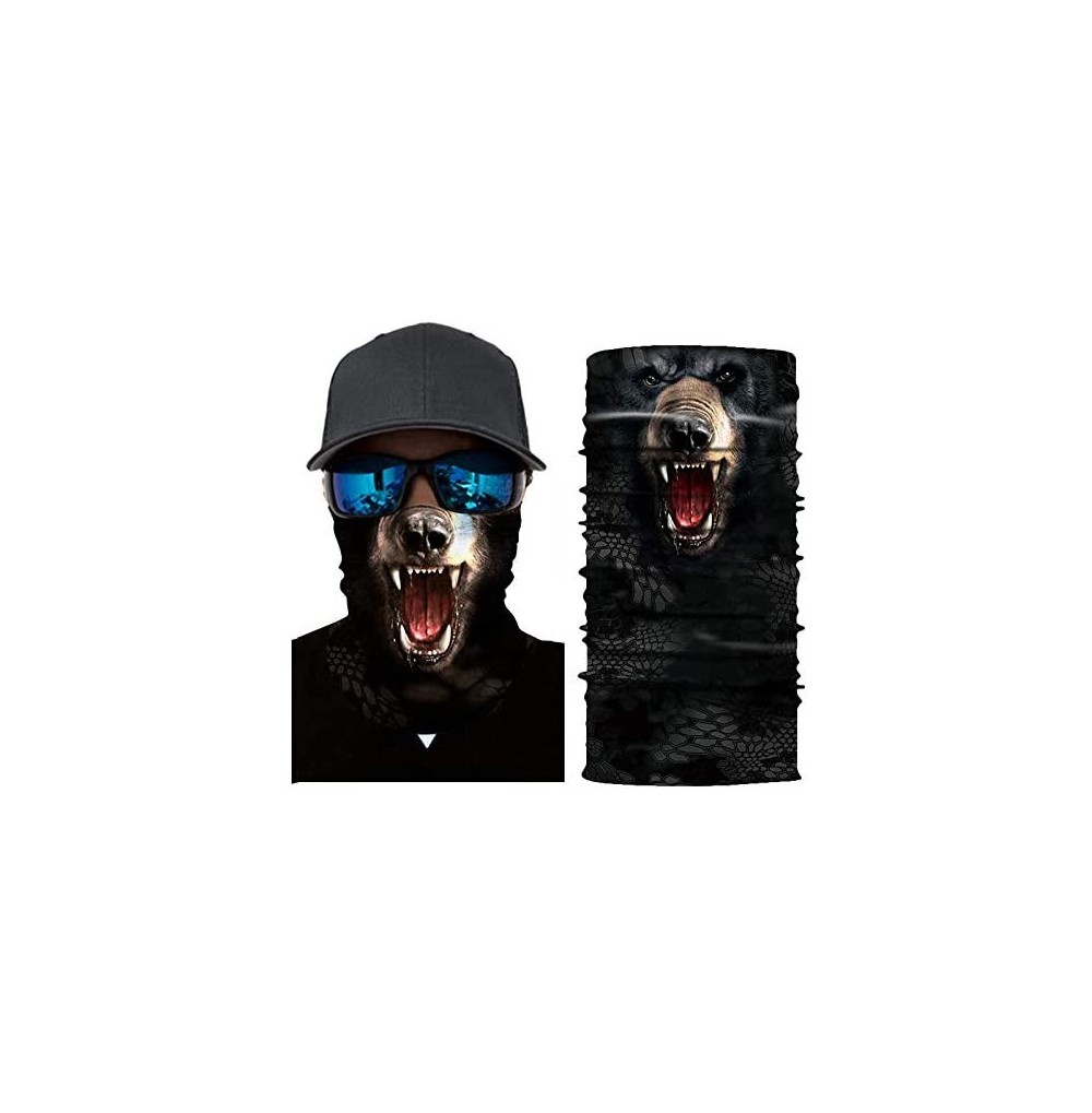 Balaclavas Cool Skull USA Flag Printed Seamless Face Mask Neck Gaiter Bandana Balaclava Headwear - Bear Pattern - CS197WE8D42