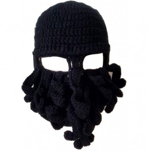 Skullies & Beanies Wig Beard Hats Handmade Knit Warm Winter Caps Ski Funny Mask Beanie for Men Women - Bzy-black - CC186N2NW47