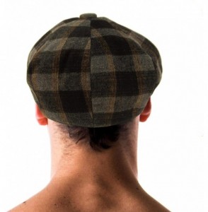 Newsboy Caps Men's 100% Winter Wool Plaids Solids Snap Newsboy Drivers Cabbie Rounded Cap Hat - Checkered Dk. Gray - CN18Q25N4SK