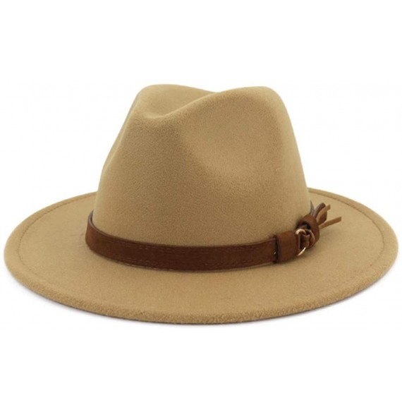 Bucket Hats Wide Brim Vintage Jazz Hat Women Men Belt Buckle Fedora Hat Autumn Winter Casual Elegant Straw Dress Hat - CJ18X2...