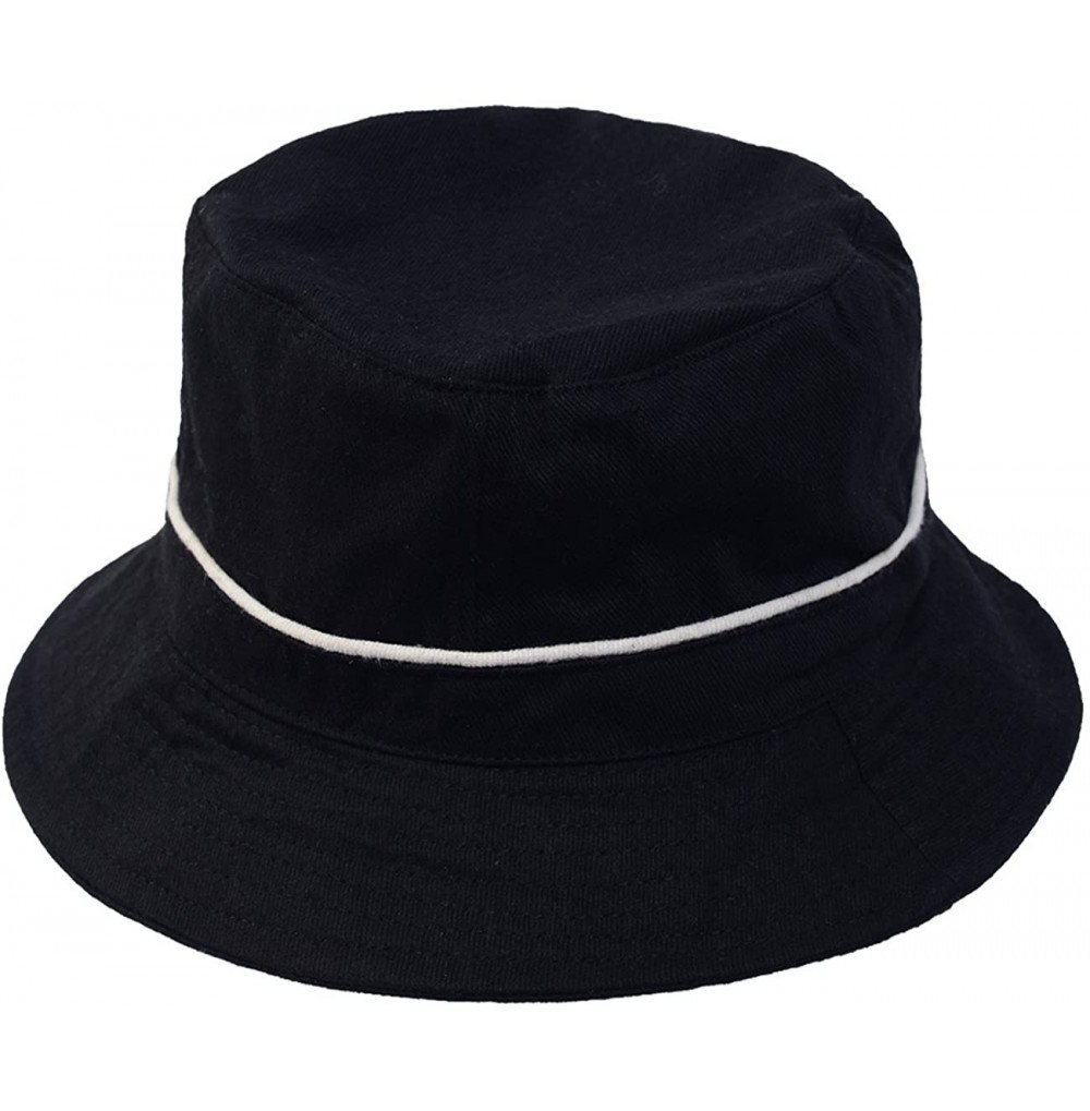 Bucket Hats Classic Simple Cotton Bucket Hats - Black S/M - CO11X3QCVMZ
