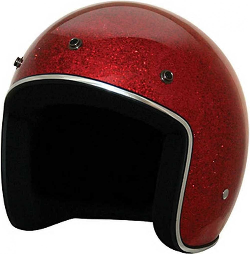 Visors Retro Red Glitter Open Face Helmet w/Visor- ABS painted Shell 10-031 - C011HNN7PM5