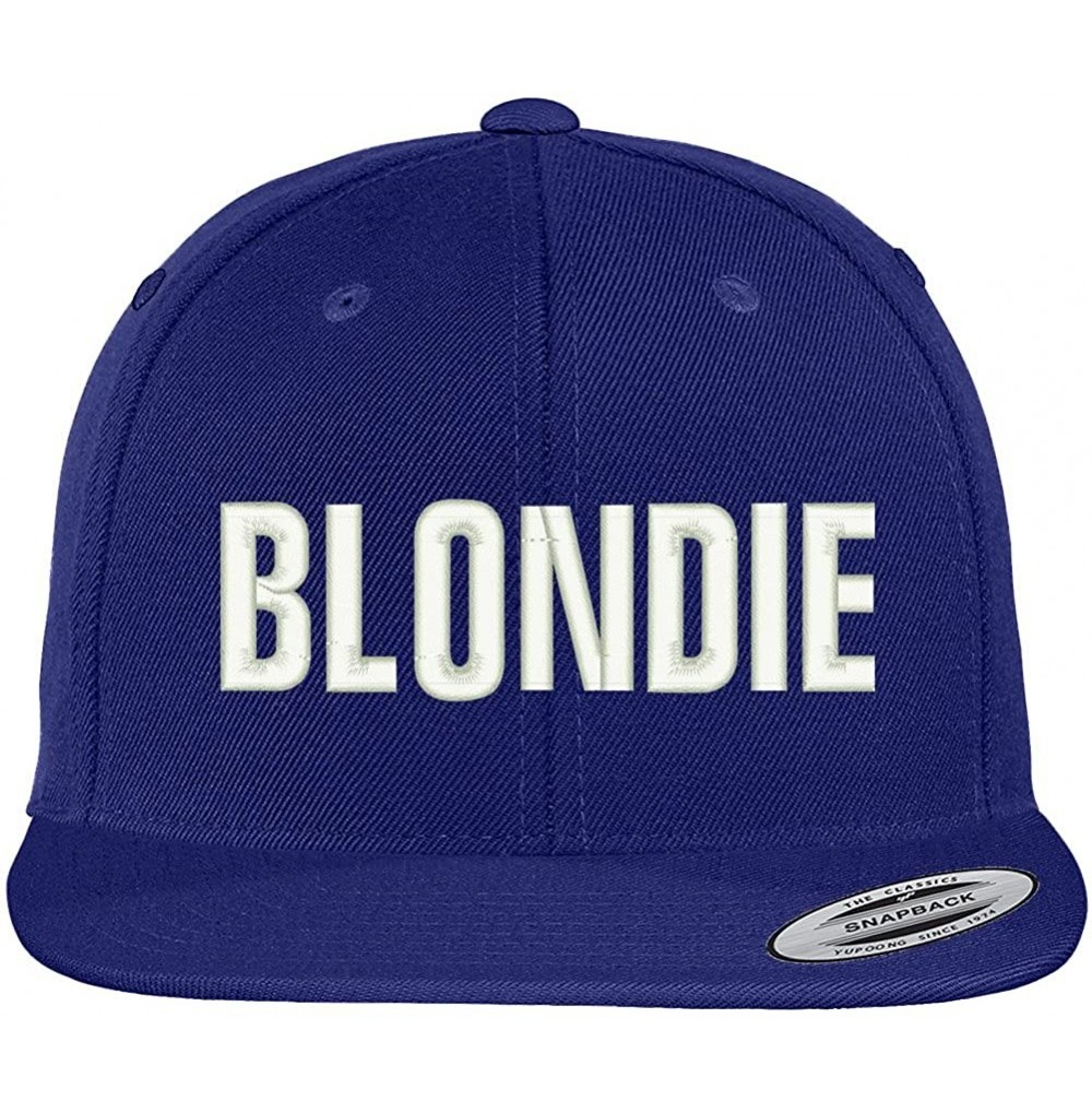 Baseball Caps Blondie Embroidered Flat Bill Adjustable Snapback Cap - Royal - CT12NBYY63V