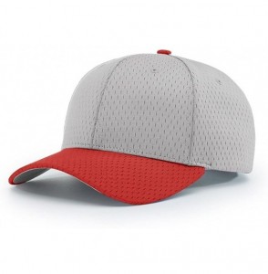Baseball Caps 414 Pro Mesh Adjustable Blank Baseball Cap Fit Hat - Grey/Red - CB187AN249X