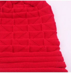 Skullies & Beanies Fashion Ruched Knitted Skully Hat Women Girls Crochet Warm Cozy Slouchy Beanie - Red - C918YUIT3I3