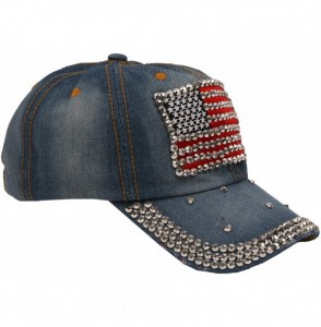Baseball Caps Women's Fashion Bling Sparkle Rhinestone Trucker Baseball Hat - American Flag - CC18KCS9DZC