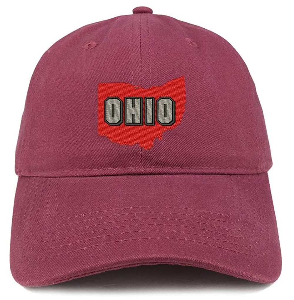 Baseball Caps Ohio State Embroidered Unstructured Cotton Dad Hat - Maroon - CV18S06MMO2