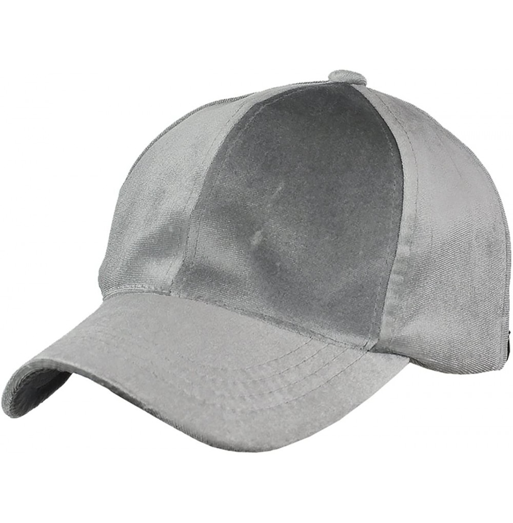 Baseball Caps Unisex Soft Velvet Crushable Blank Adjustable Baseball Cap Hat - Light Gray - C3187DR2M2G