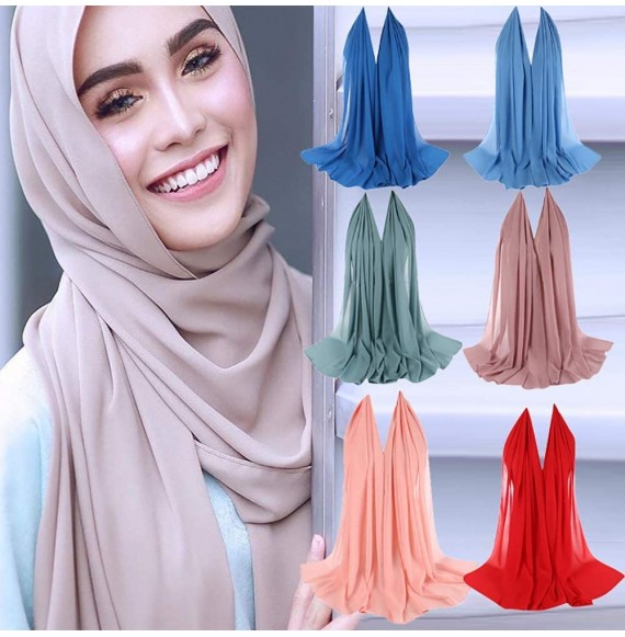 Cold Weather Headbands Women Crinkle Cloud Hijab Scarf Lightweight Chiffon Muslim Islamic Long Hejab Head Wrap Shawls - T - C...