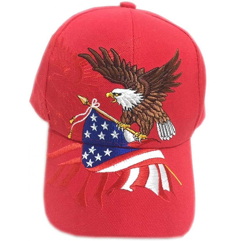 Baseball Caps Patriotic American Flag Design Baseball Cap USA 3D Embroidery - Red - CQ120BP8HOB