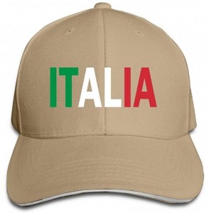 Baseball Caps Italia Outdoor Snapback Sandwich Duck Tongue Cap Adjustable Baseball Hat Plain Cap for Men Women - Natural - C3...