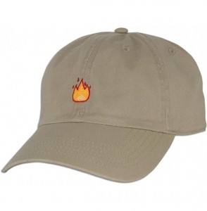 Baseball Caps Fire Emoji Baseball Cap Curved Bill Dad Hat 100% Cotton Lit Hot Flame Solid New - Khaki - C617YLOT466