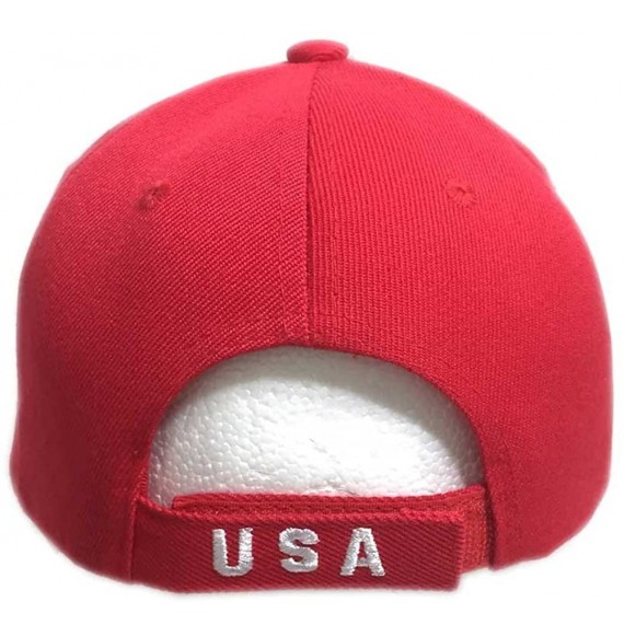 Baseball Caps Patriotic American Flag Design Baseball Cap USA 3D Embroidery - Red - CQ120BP8HOB