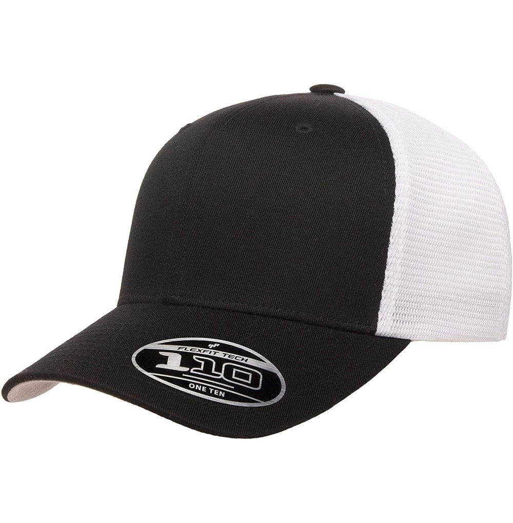 Baseball Caps Flexfit Men's 110 Mesh Cap - Black/White - CA18TRGGCXH