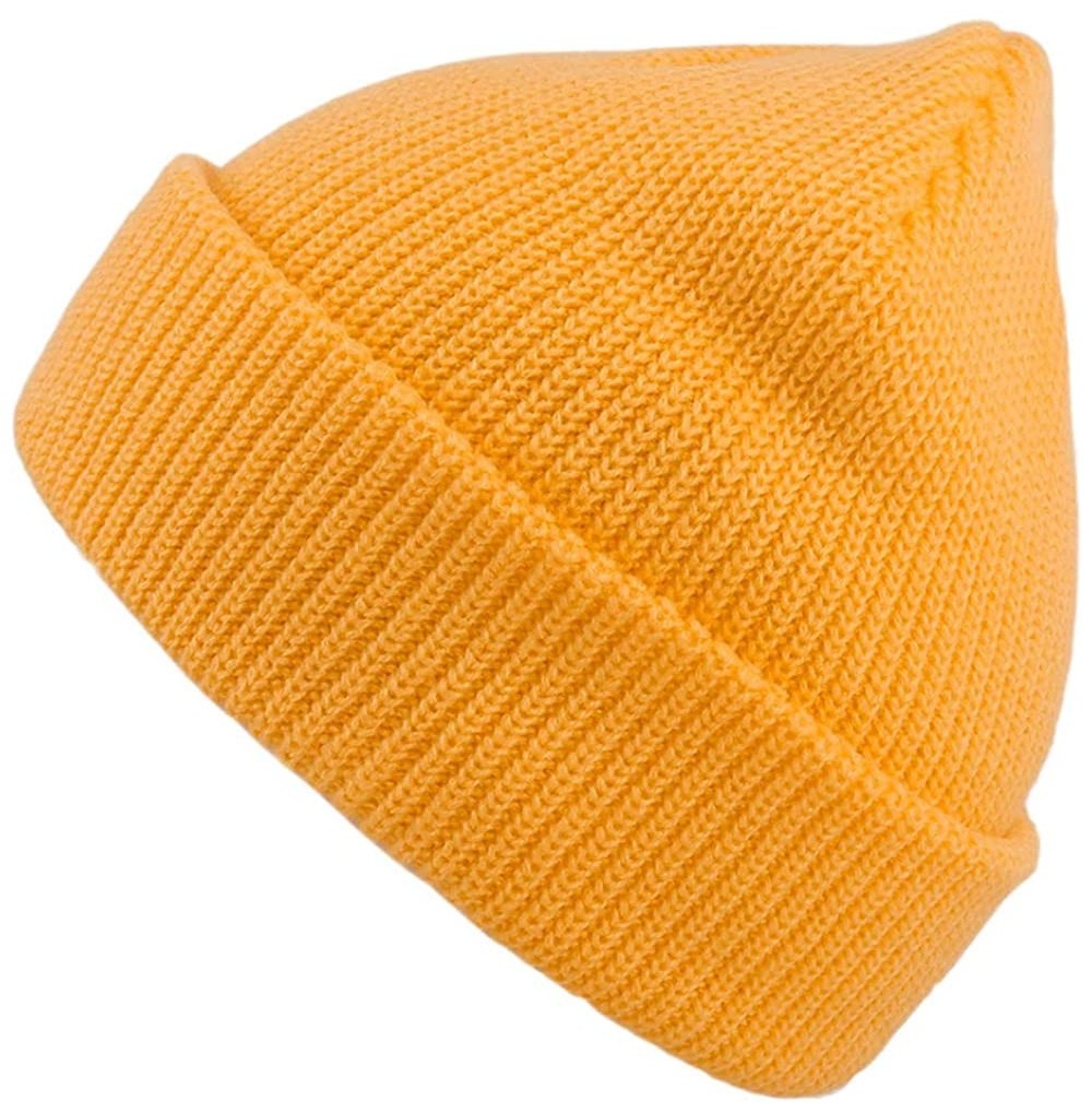 Skullies & Beanies Slouchy Beanie Hats Winter Knitted Caps Soft Warm Ski Hat Unisex - Orange Yellow - CF196D56U56
