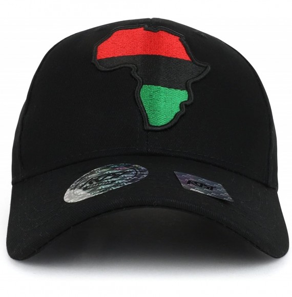 Baseball Caps Red Black Green Africa Map Embroidered Structured Baseball Cap - Black - CI18CC73EK8