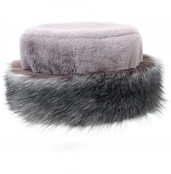 Bucket Hats Women's Leopard Faux Fur Hat with Fleece and Elastic for Winter - Gray - CJ18KZYACHE