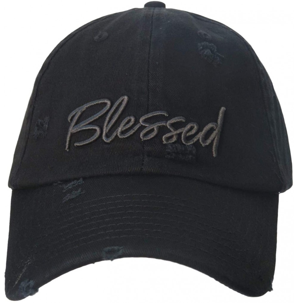 Baseball Caps Blessed Black Distressed Hat - CU18W7TSHLO