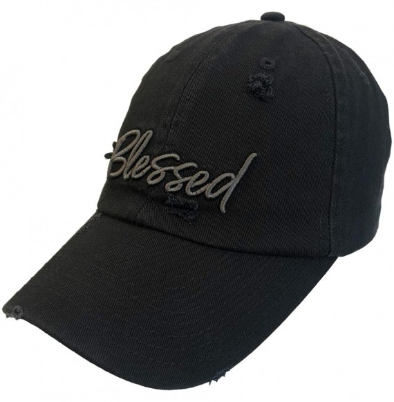 Baseball Caps Blessed Black Distressed Hat - CU18W7TSHLO