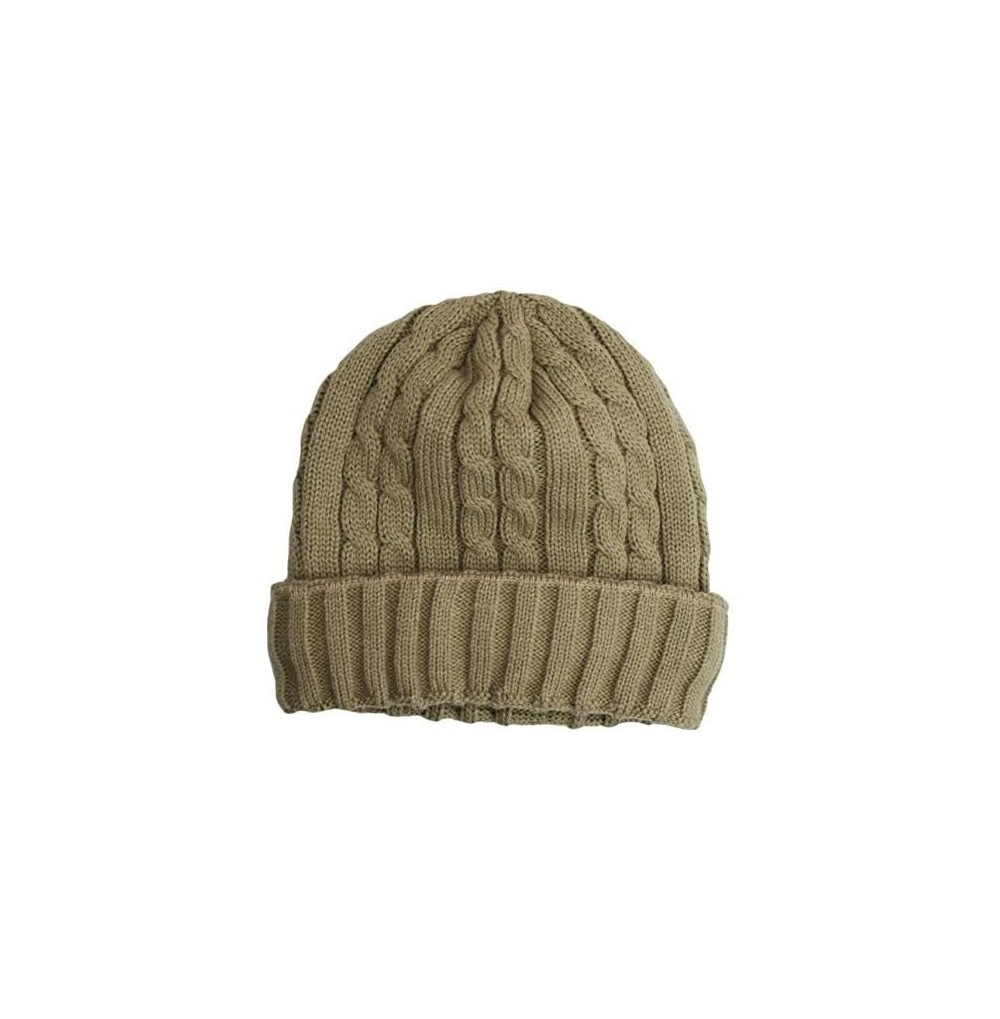 Skullies & Beanies Trendy Winter Warm Soft Beanie Cable Knitted Hat Cap For Women - Khaki - CP127H05YKD